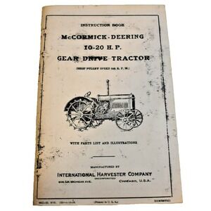 1929 McCormick Deering 10-20 HP Gear Drive Tractor Manual Instruction Book